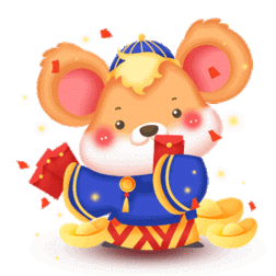 2020鼠年红色喜庆卡通财神老鼠gif