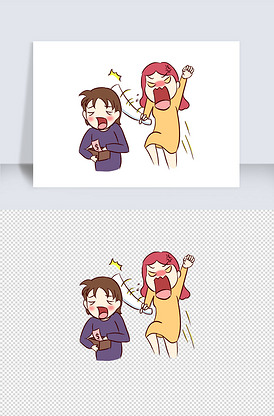 情侣分手手绘卡通元素