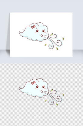 风吹手绘卡通元素