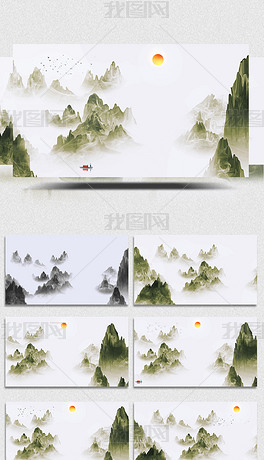 中国风国画山水背景视频
