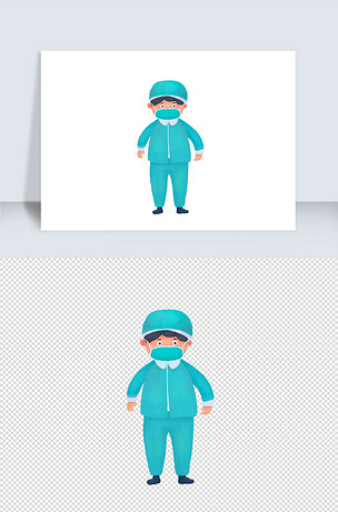 手绘新型病毒医生人物插画