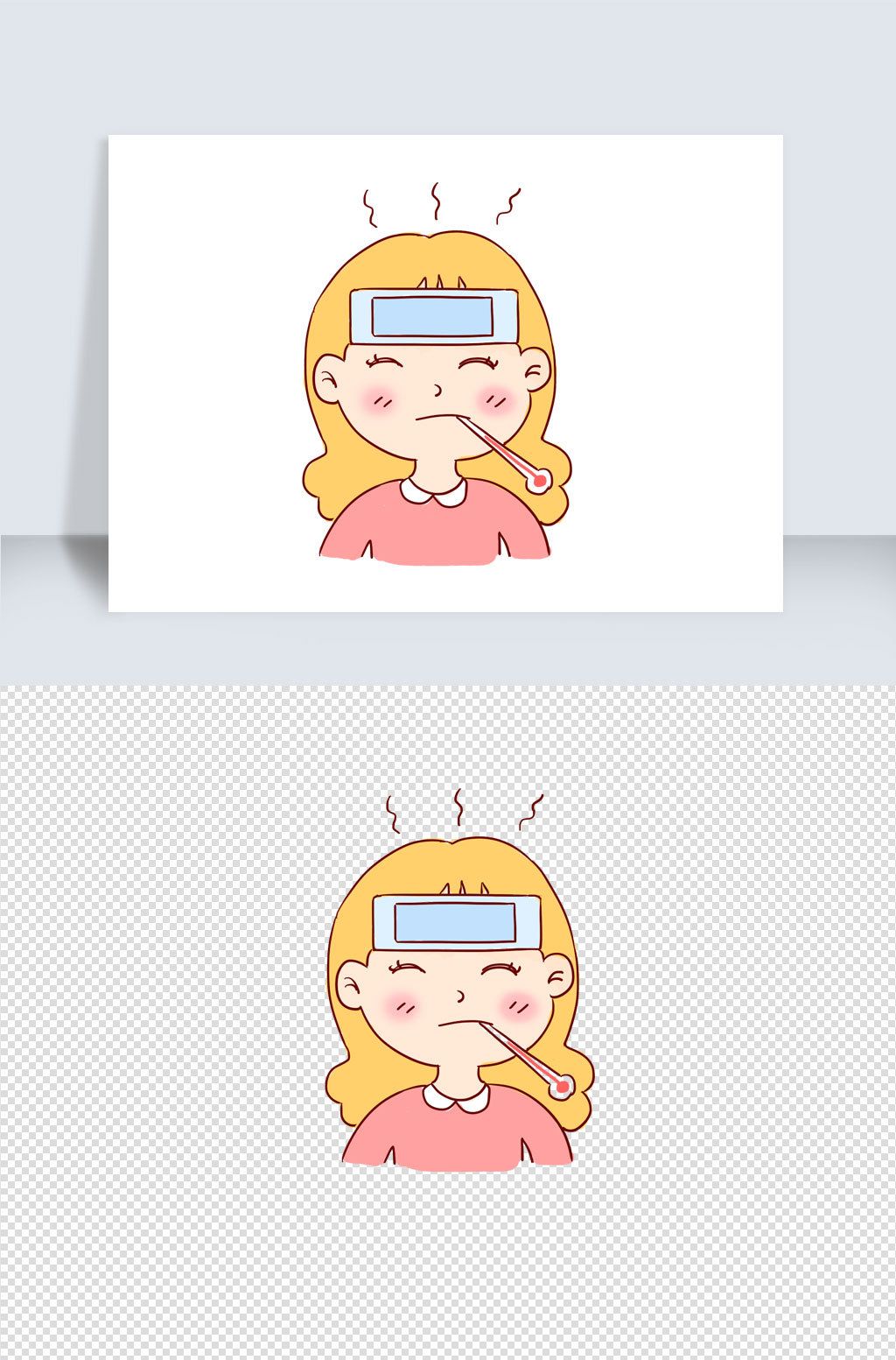 量体温手绘卡通元素