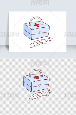 原创药箱手绘卡通元素
