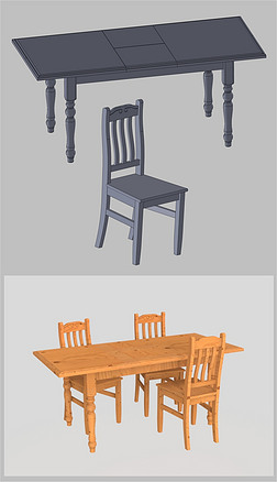 桌椅组合3D模型（附STP）