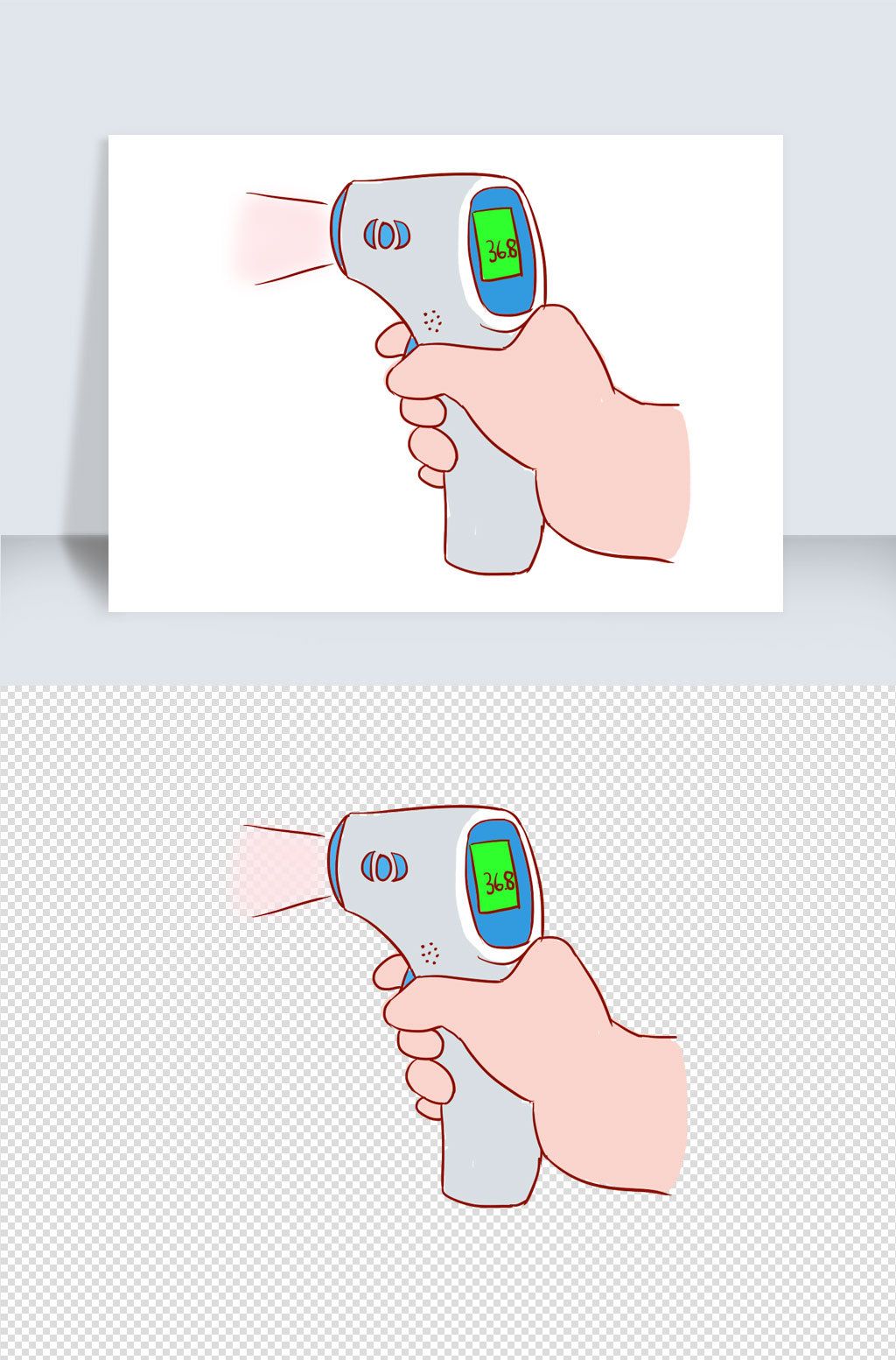 量体温手绘卡通元素