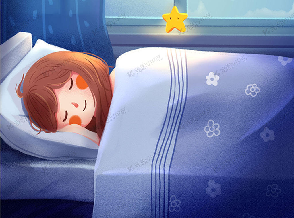 卧室睡觉手绘插画图片素材(psd分层格式)免费下载_卡通风大全-我图网