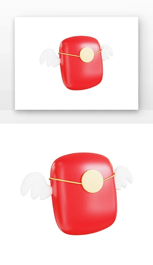红色喜庆节日装饰红包白色翅膀红包3D元素