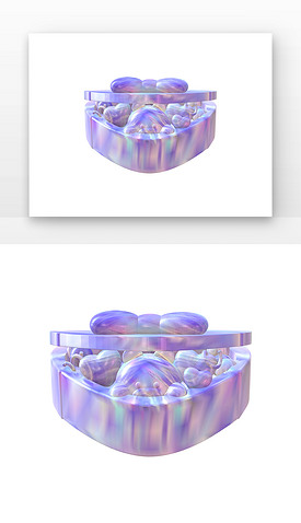 C4D紫色3D感恩节创意酸性礼盒和爱心3