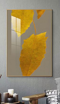 树叶 艺术装饰画|现代秋韵金色树叶艺术客厅装饰画