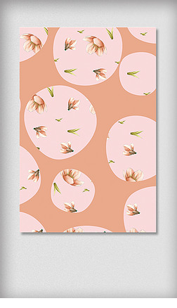 波点背景素材创意背景|粉色波点手绘花朵背景素材