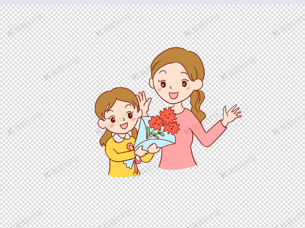 设计元素 人物形象 动漫人物 母亲节手绘卡通元素