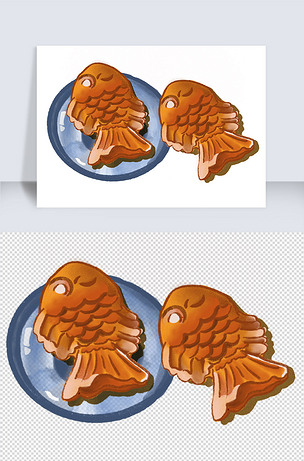 红豆金鱼饼金鱼烧好吃的美食免抠元素.