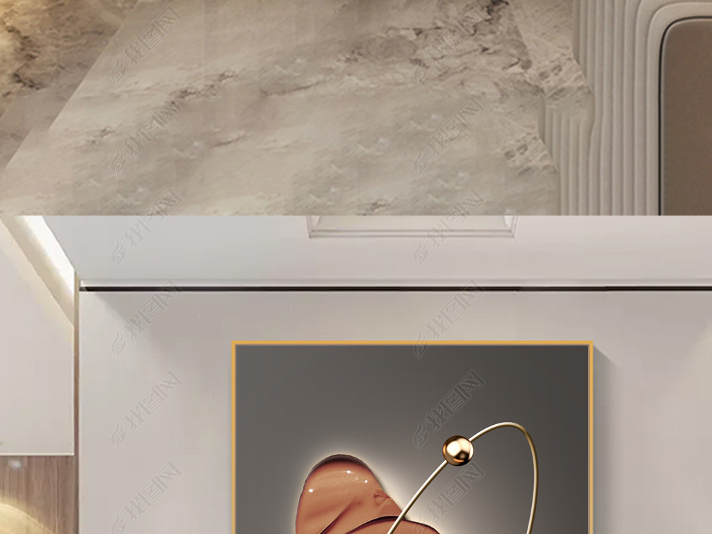 现代抽象立体油画肌理客厅玄关装饰画2