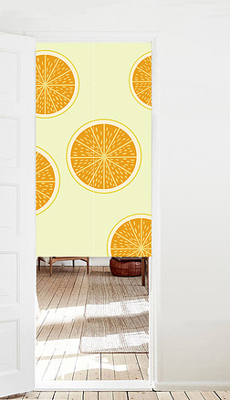 橙子图案门帘