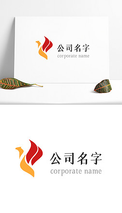 凤凰飞翔橙色红色飞字logo