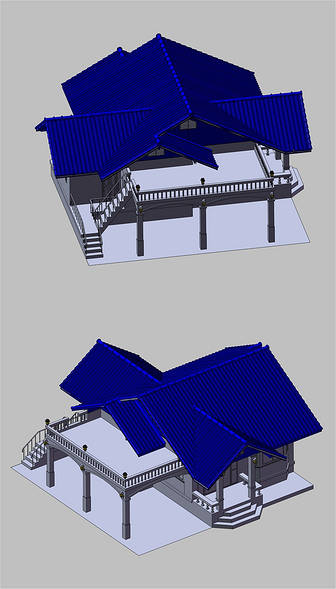 别墅3D建筑模型（附STP、IGS）