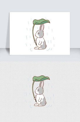 下雨天手绘卡通元素