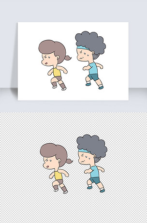 跑步手绘卡通元素