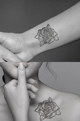 黑白玫瑰花朵花卉花纹纹身