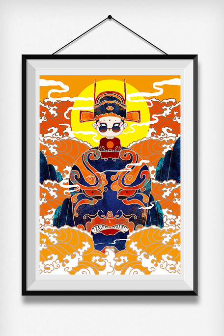 2020年金色国潮风京剧人物插画