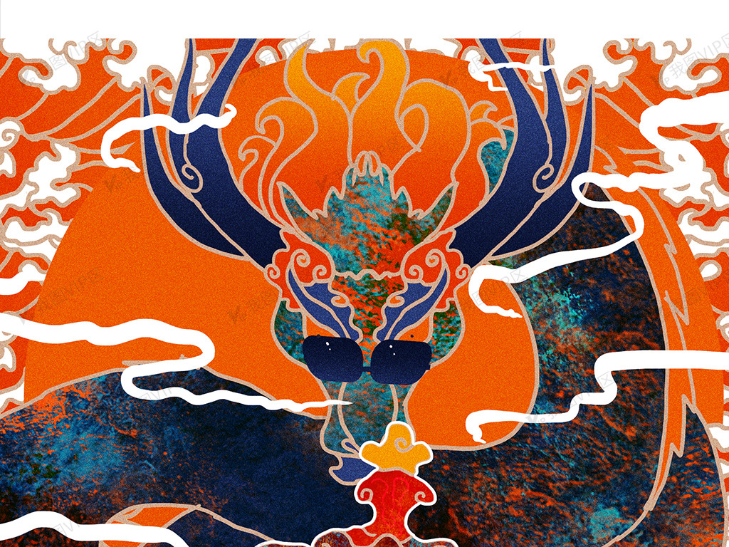 2020年橙色国潮风京剧人物插画