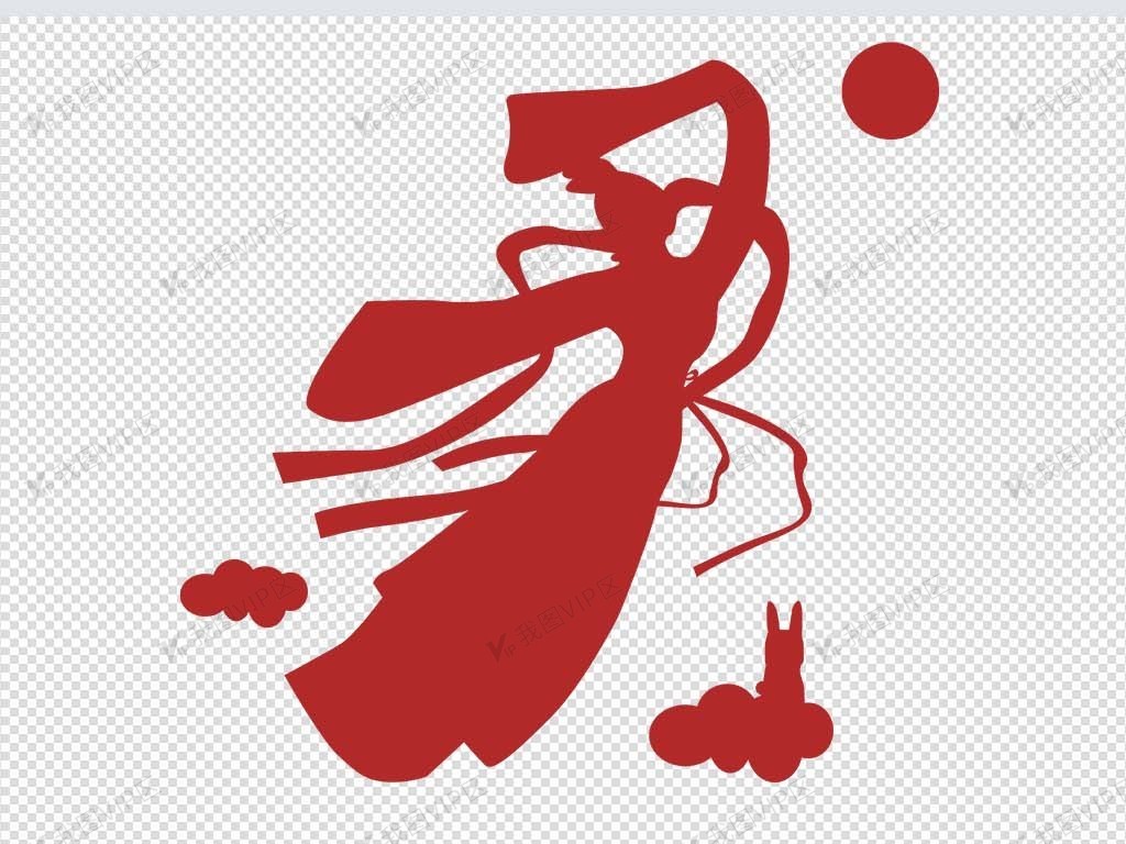 2020中秋节红色嫦娥奔月剪影图片素材(psd分层格式)免费下载_中秋节大