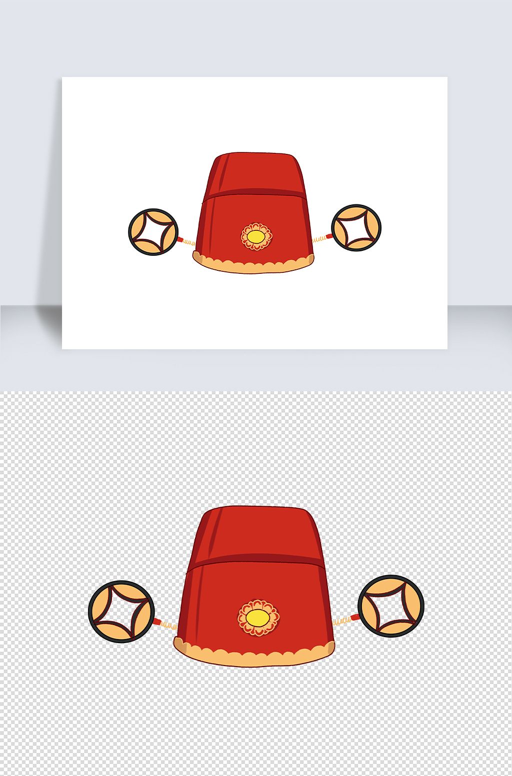 状元帽手绘插画元素