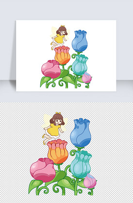 可爱手绘卡通小精灵花苞