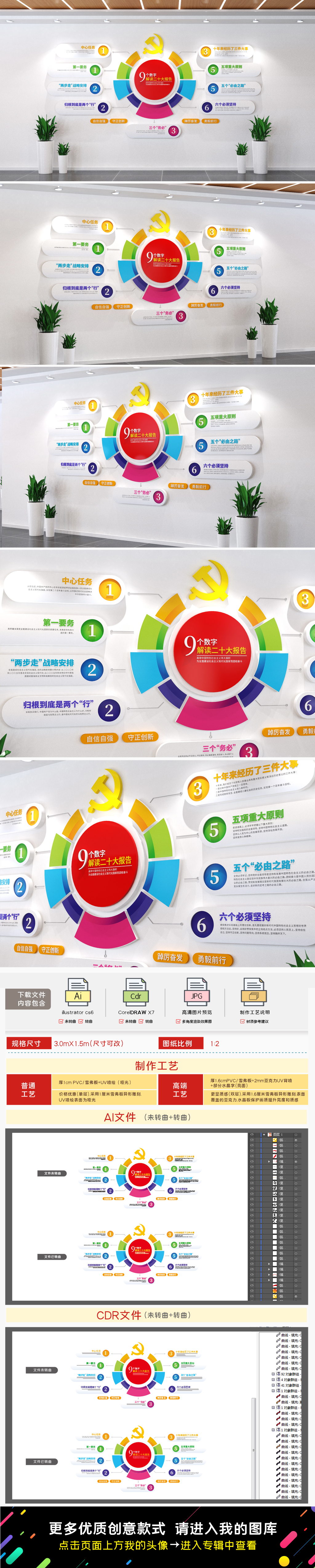 9个数字解读二十大报告文化墙