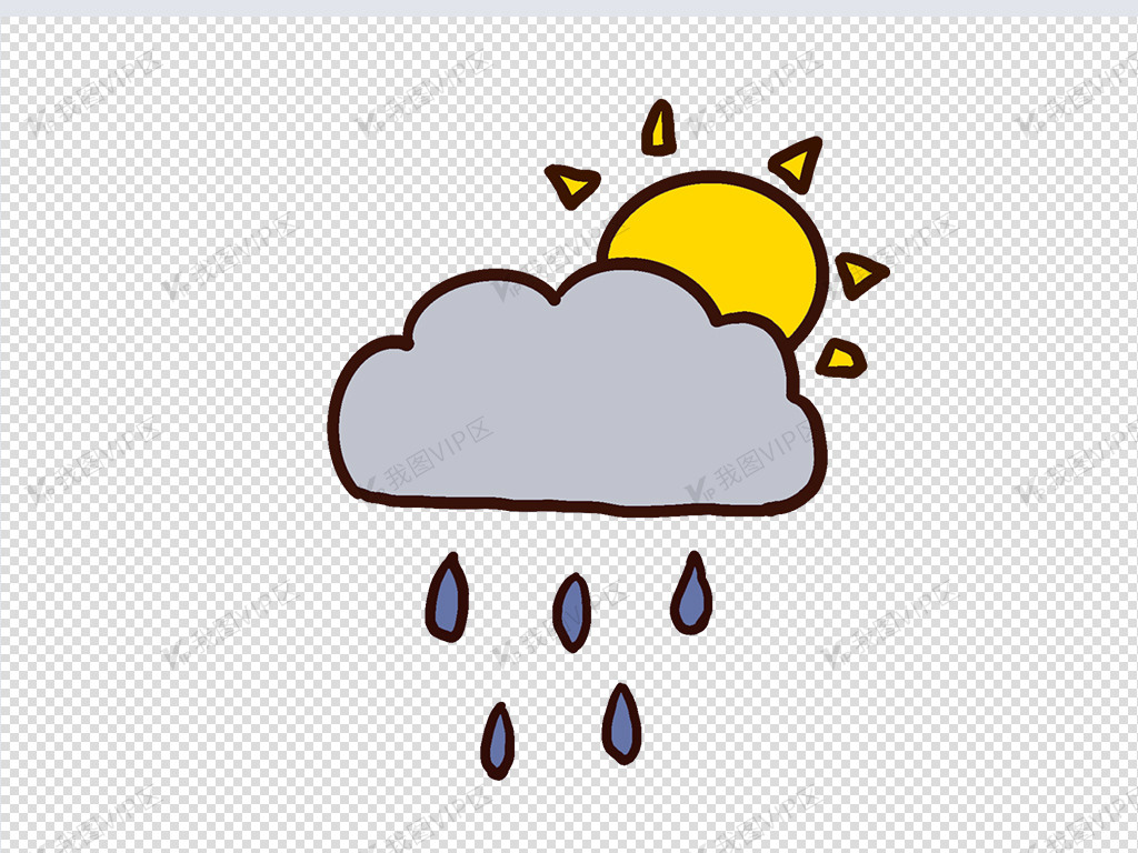 2020卡通阴天暴雨简笔画