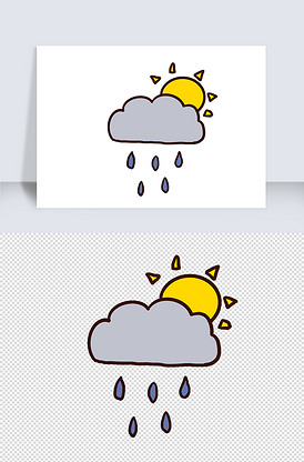 2020卡通阴天暴雨简笔画