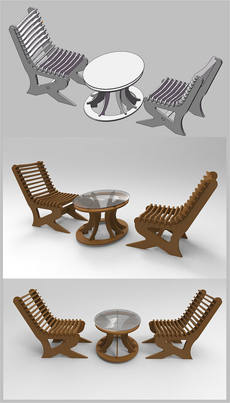 桌椅组合3D模型-附STP、igs