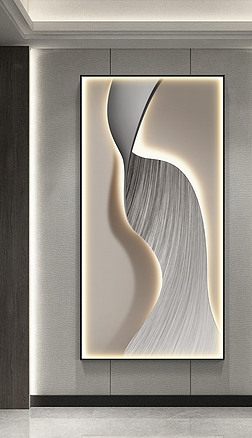 现代轻奢光影立体线条玄关客厅装饰画2