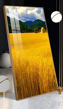 北欧秋色田园风光小麦风景玄关装饰画