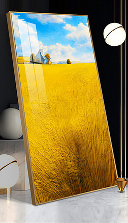 北欧秋色田园风光小麦风景玄关装饰画