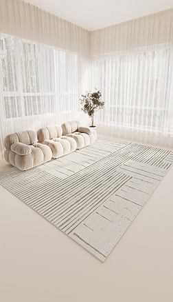 现代简约条纹几何ins北欧客厅卧室地毯