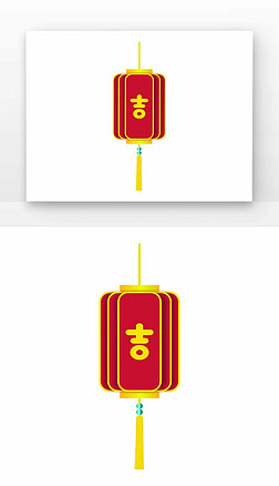 金色吉字红灯笼立体剪纸灯笼
