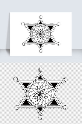 2020黑白六芒星纹身