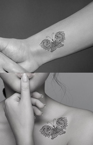 黑白蝴蝶纹身素材