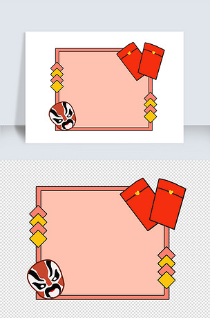 中国风卡通i脸谱气泡边框