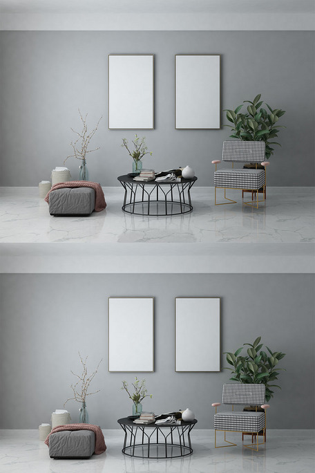 2020年灰色背景休闲家居样机设计