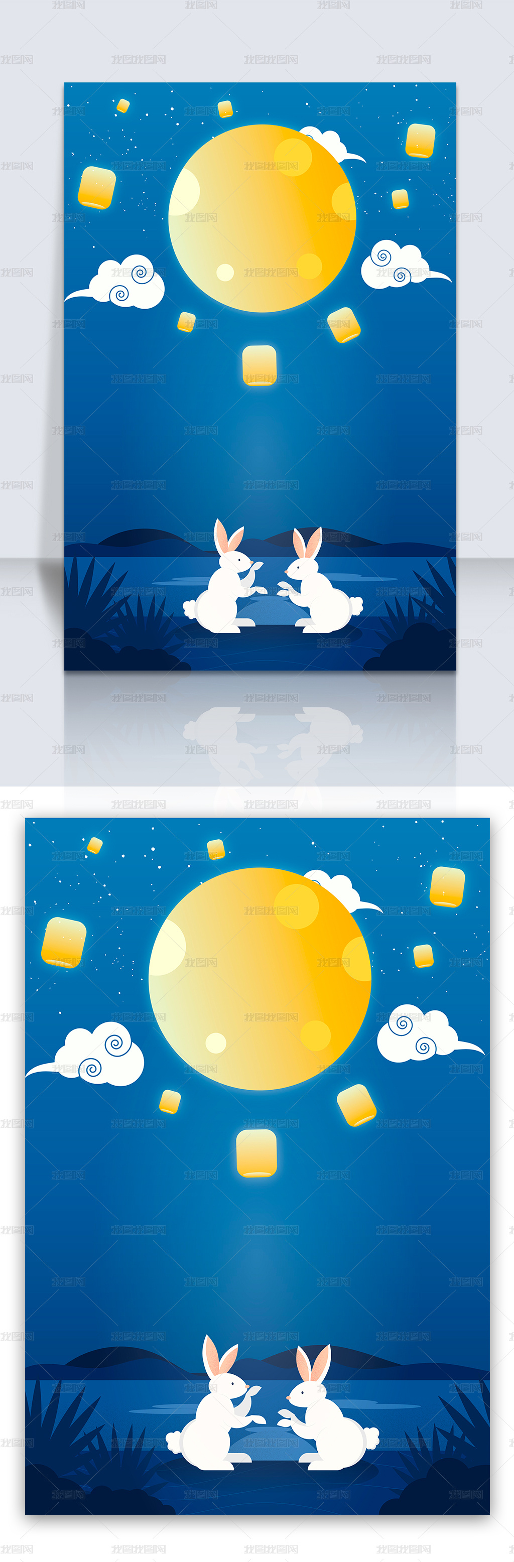 中秋赏月背景素材图片模板下载 其他 我图网