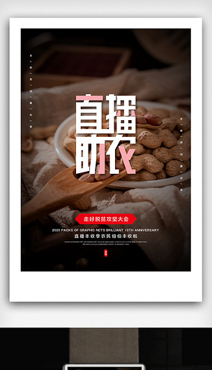 直播助农走好脱贫攻坚大会创意宣传海报