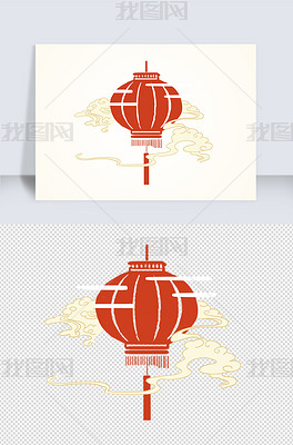 灯笼祥云春节红灯笼中国传统元素大红灯笼