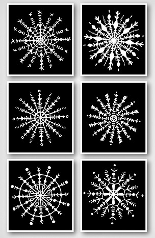 冬天飘雪黑白雪花图案