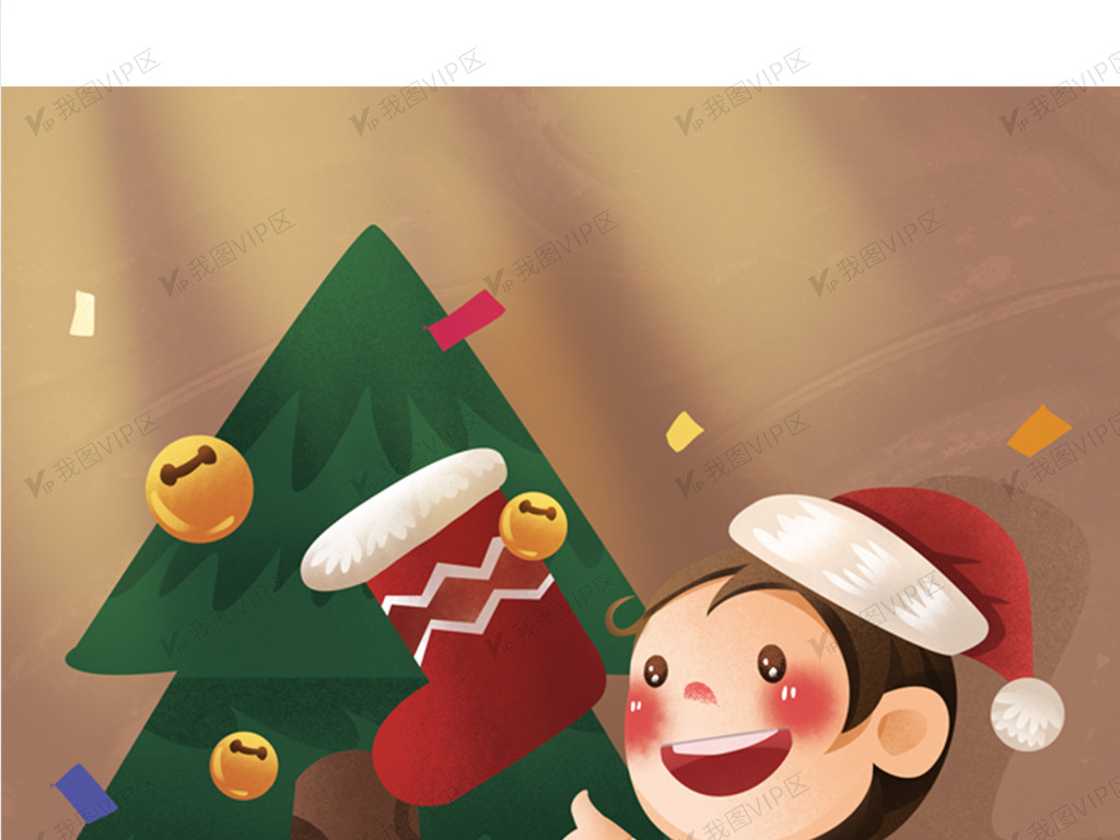 装饰圣诞树的男孩图片素材(psd分层格式)免费下载_卡通风大全-我图网