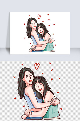 感恩节姐妹闺蜜爱心拥抱感恩元素