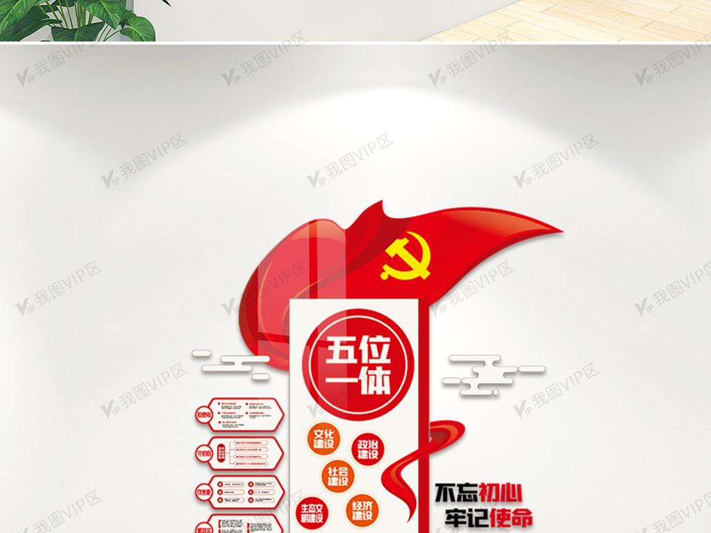 五位一体内容知识宣传文化墙设计模板