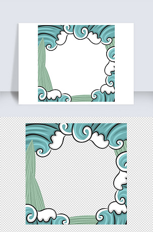 卡通手绘海洋波浪简约背景框