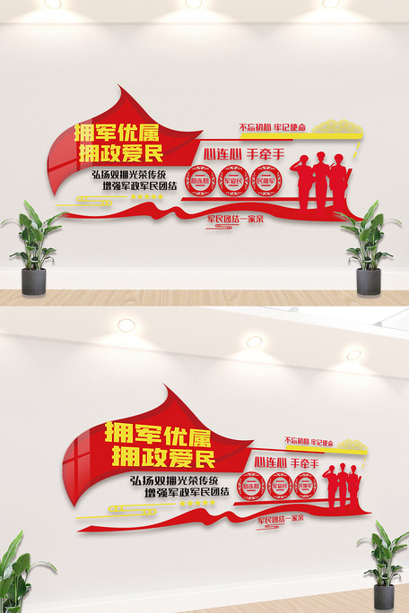 拥军优属拥政爱民内容知识文化墙设计图